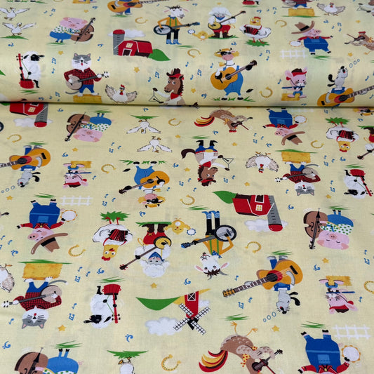 Farm Animal Band Print Fabric - 100% Cotton | 45” Wide