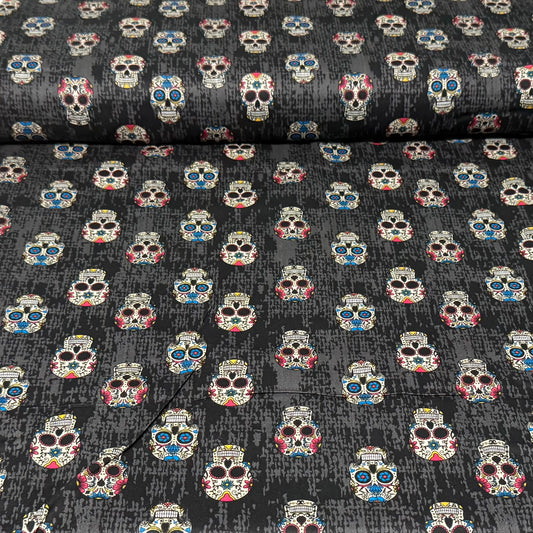 Sugar Skull Toss Print Fabric – 100% Cotton | 45” Wide