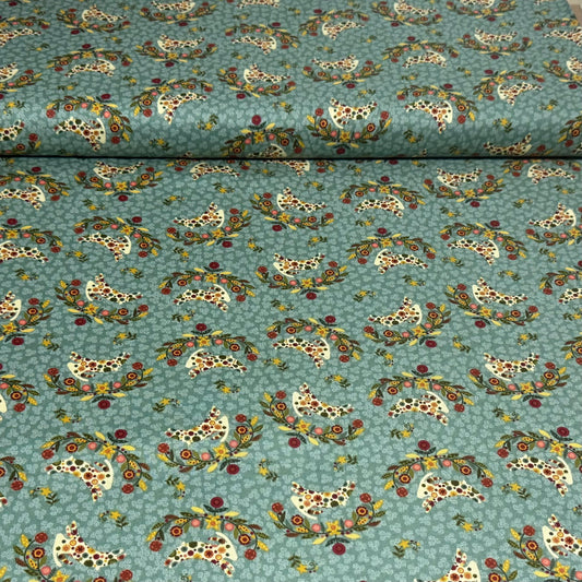 Farmhouse Chicken Garden Print Fabric – 100% Cotton | 45” Wide