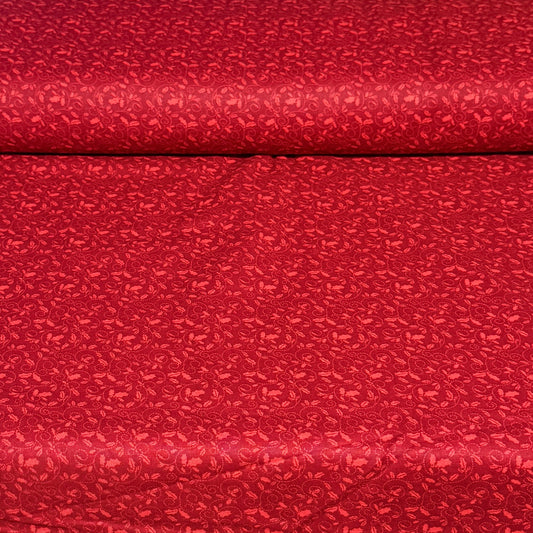 Burgundy Tonal Vine Floral Print Fabric - 100% Cotton | 45” Wide