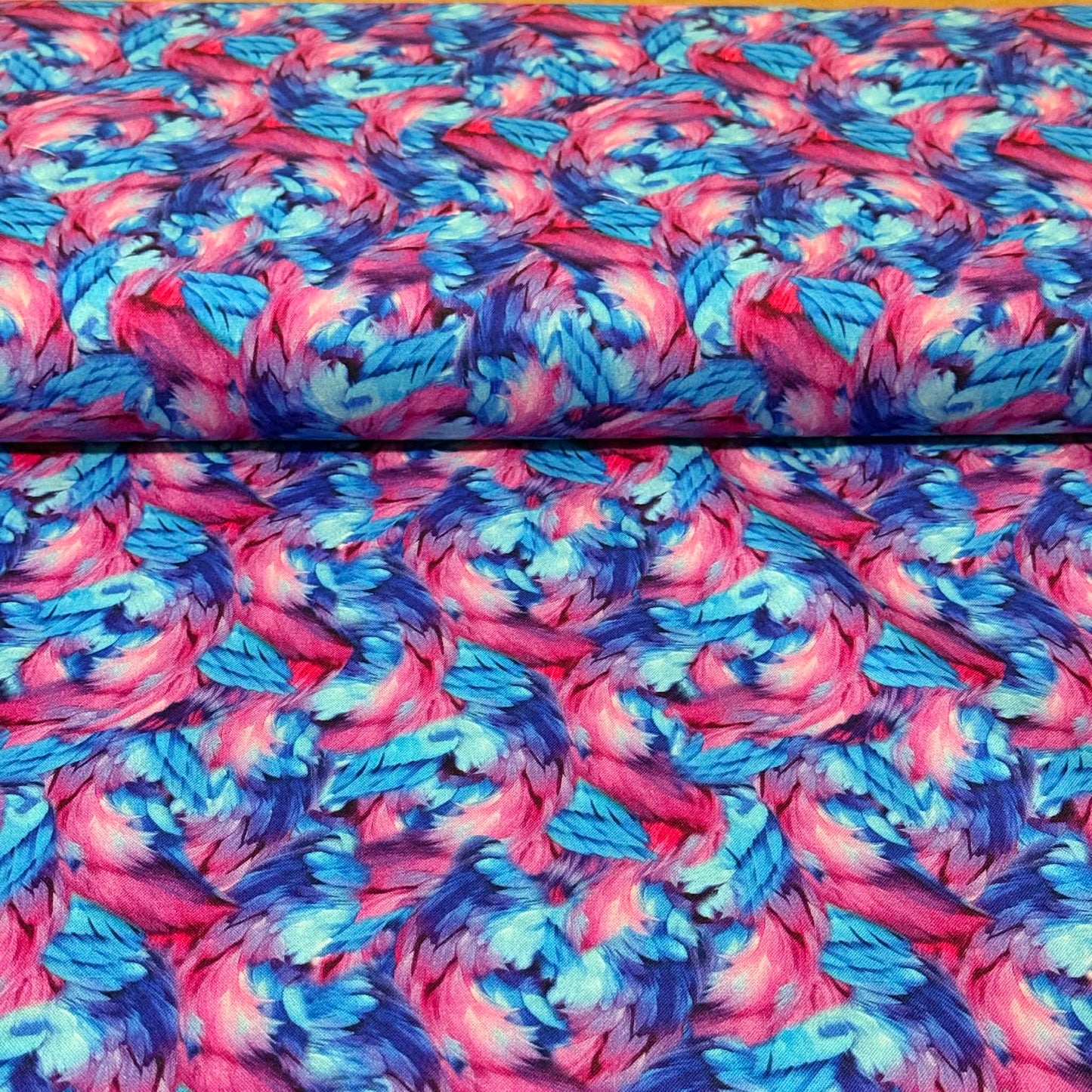 Neon Feather Swirl Abstract Fabric – 100% Cotton | 45” Wide