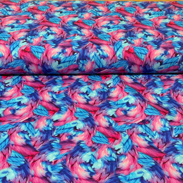 Neon Feather Swirl Abstract Fabric – 100% Cotton | 45” Wide