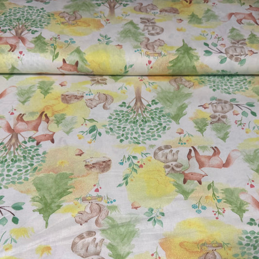 Golden Meadow Woodland Print Fabric - 100% Cotton | 45” Wide