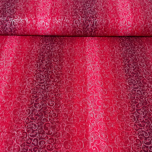 Red Scroll Texture with Glitter Print Fabric - 100% Cotton | 45” Wide (Copy)