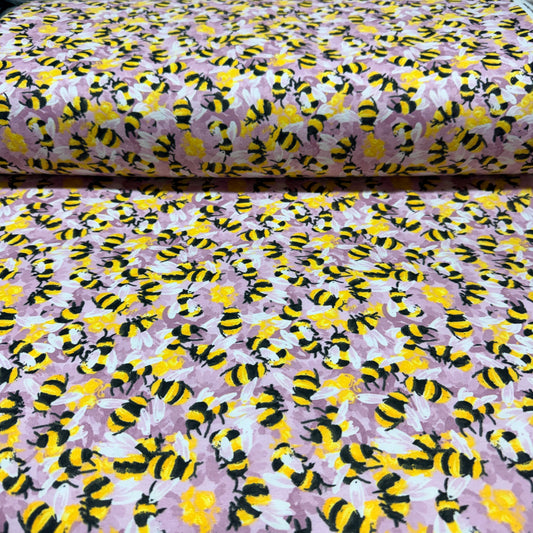 Bumble Bee Print Flannel Fabric – 100% Cotton | 45” Wide