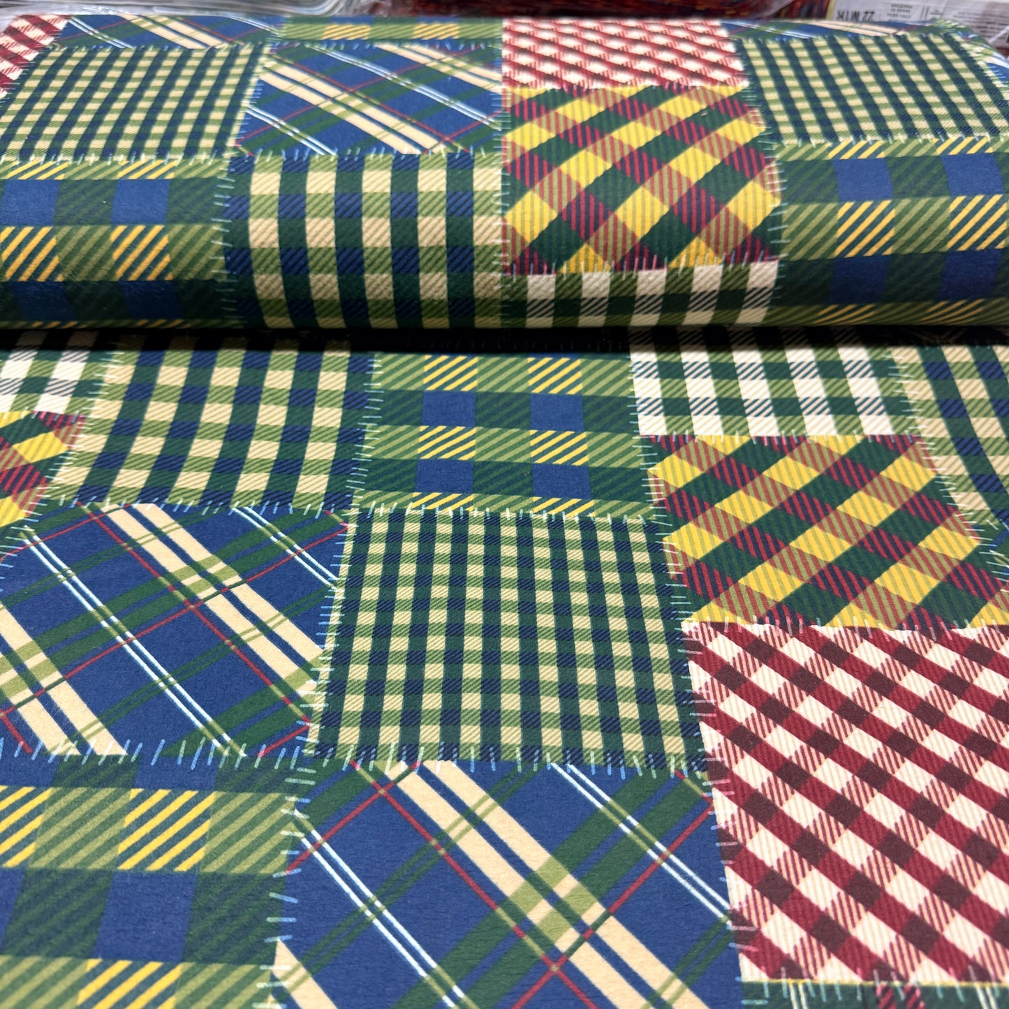 Plaid Patchwork Print Flannel Fabric – 100% Cotton | 45” Wide