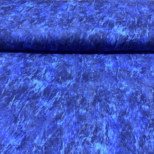 Royal Blue Marble Texture Fabric - 100% Cotton | 45” Wide