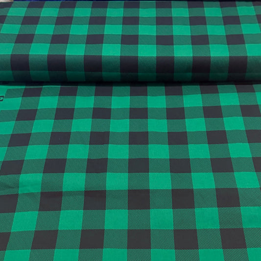 Green Buffalo Plaid Print Fabric - 100% Cotton | 45” Wide