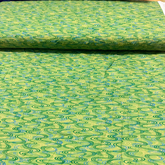 Lime Swirl Scroll Print Fabric - 100% Cotton | 45” Wide