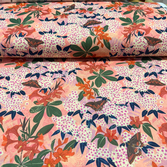 Floral Butterfly Fabric - 100% Cotton | 45” Wide