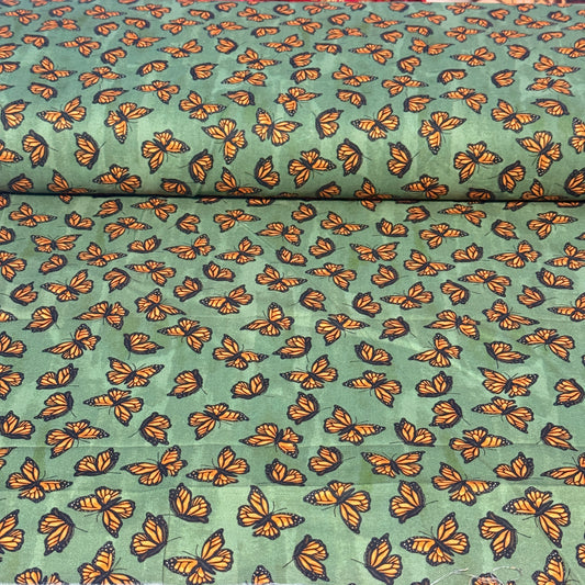Monarch Butterfly Toss Print Fabric - 100% Cotton | 45” Wide