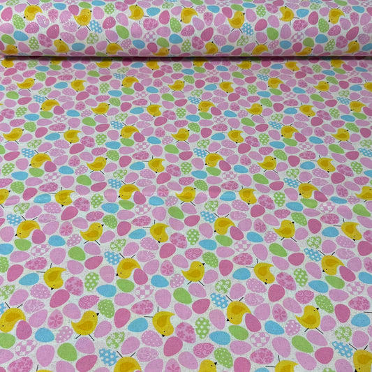 Pastel Pink Easter Cotton Fabric with Glitter – 45” Wide
