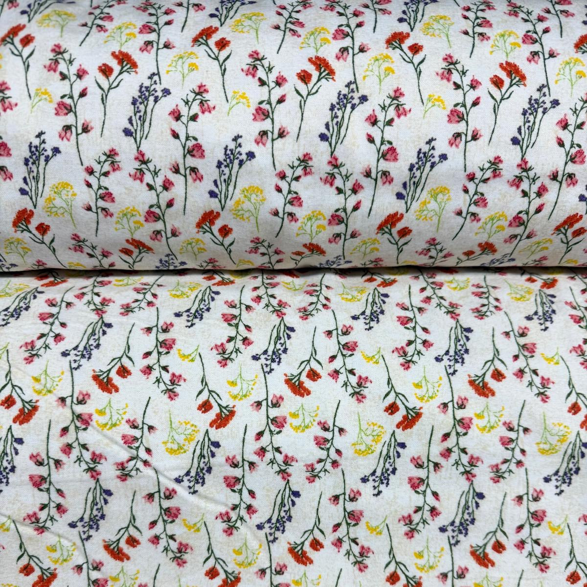 Delicate Wildflower Sprigs Flannel Fabric – 100% Cotton | 108” Wide