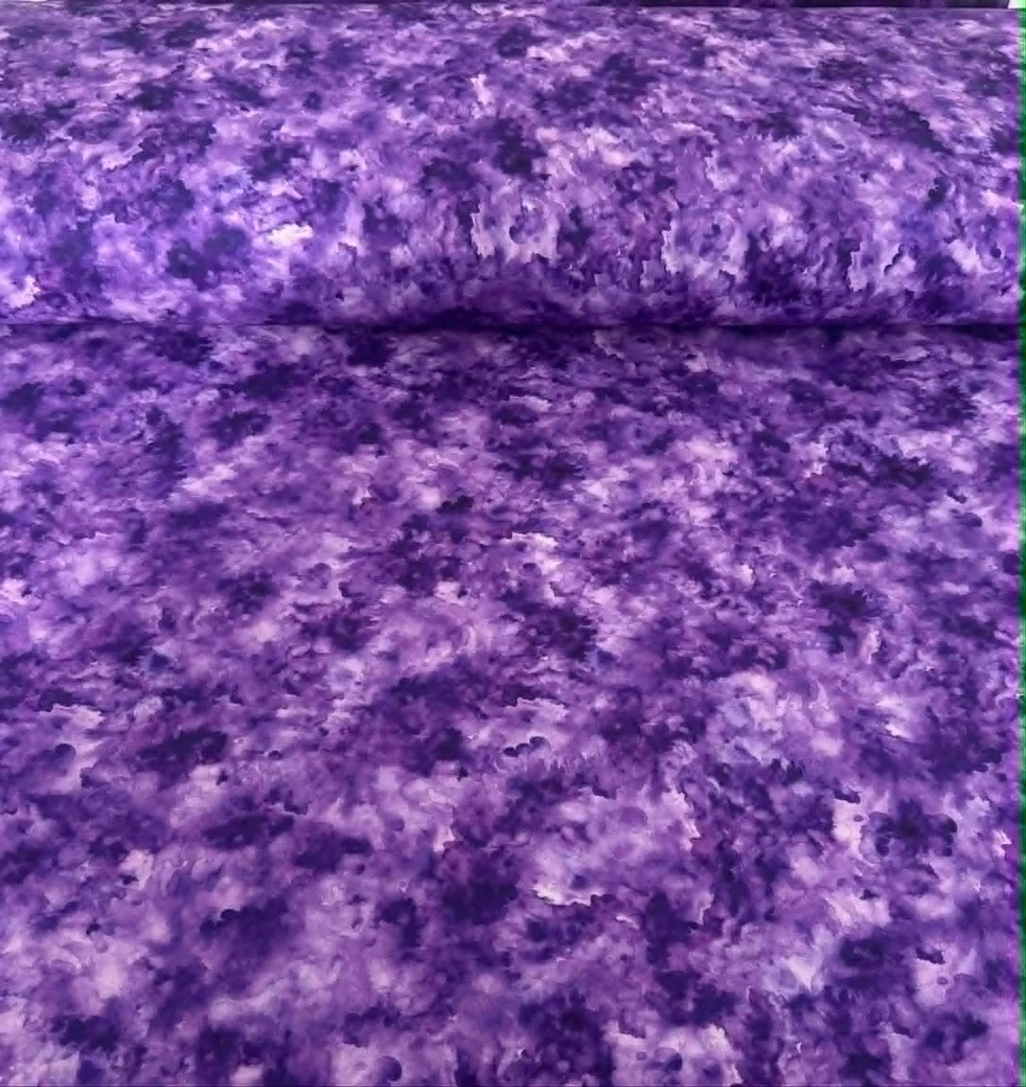 Royal Purple Cloud Marble Print Fabric - 100% Cotton | 108” Wide