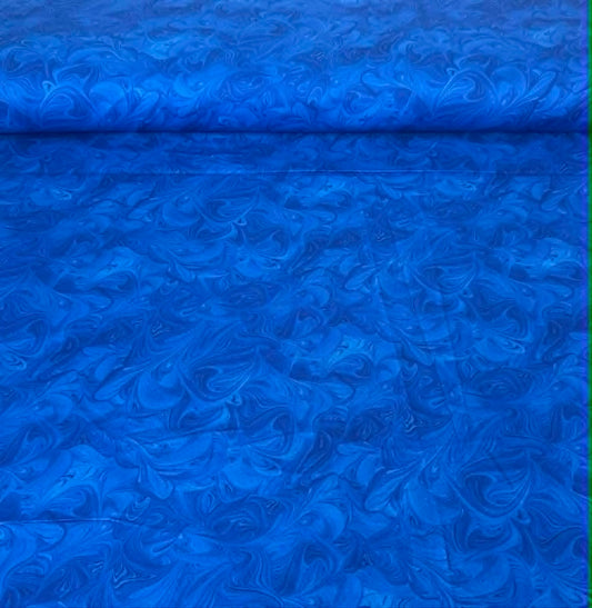 Royal Blue Tonal Swirl Print Fabric - 100% Cotton | 108” Wide