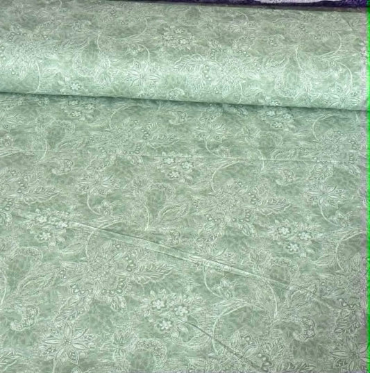 Sage Tonal Floral Print Fabric - 100% Cotton | 108” Wide