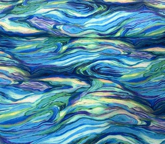 Ocean Current Marble Print Fabric - 100% Cotton | 108” Wide